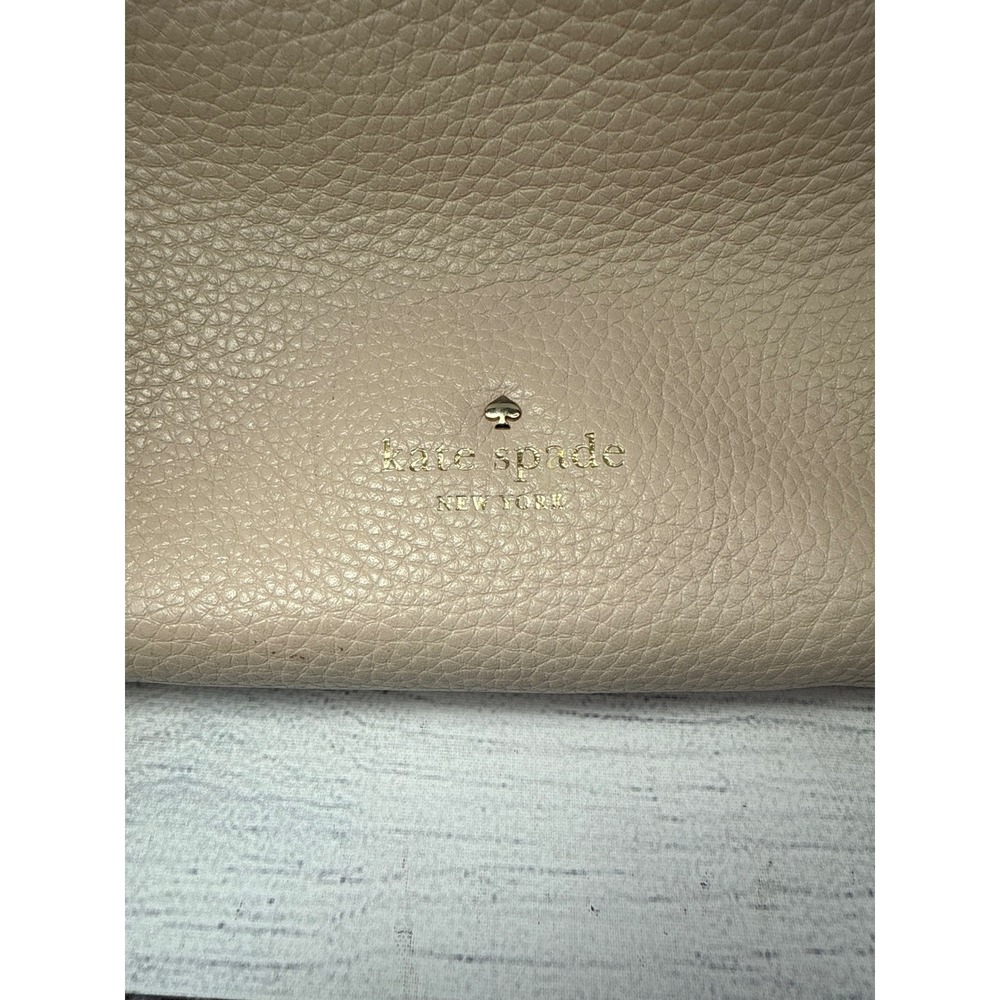 Kate Spade Pebble Leather Shoulder‎ Bag Beige Purse Handbag Designer - Picture 2 of 11